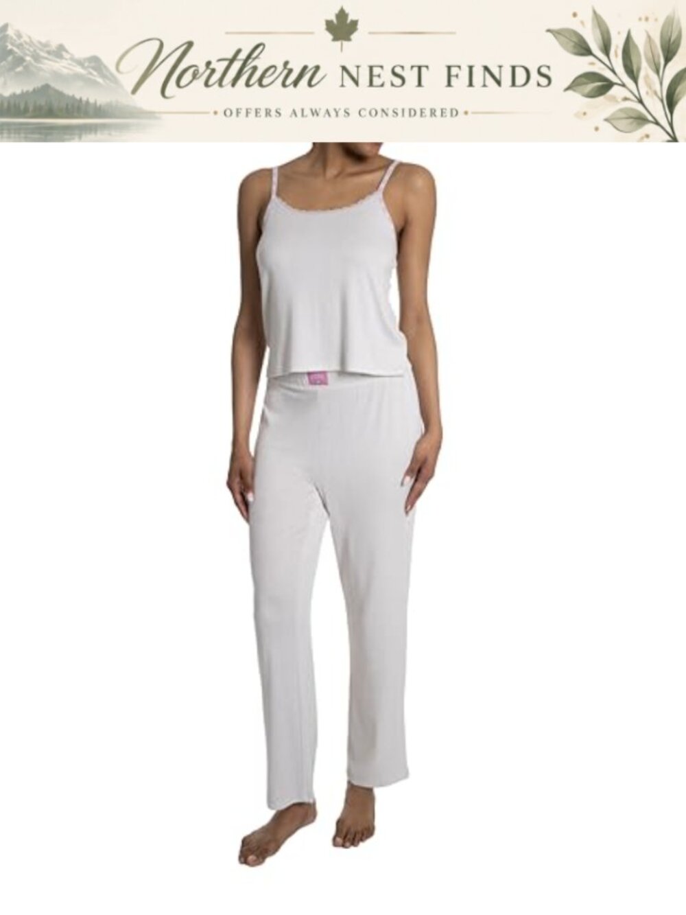 Aeropostale Womens Pointelle Cami and Pants 2pc Pajama Set Sleepwear